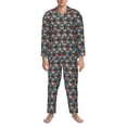thumbnail image 3 of Cauagu Funny Owls Print Men's Long-Sleeve Pajama Set,Soft Button-Front 2Pjs for Men Long Sleeve Men’s Sleepwear-Small, 3 of 7
