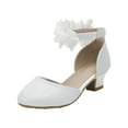 thumbnail image 2 of IUJSOY Girls Dress Shoes Closed Toe Chunky Heels Flower Ankle Strap Wedding Party Princess Shoes, 2 of 9