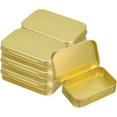 thumbnail image 1 of uxcell 6pcs Metal Tin Box, 3.7x2.4x0.8" Mini Portable Rectangular Empty Tinplate Small Storage Container Airtight Tins with Lids for Candy Favors Crafts Christmas Gifts, Gold, 1 of 7