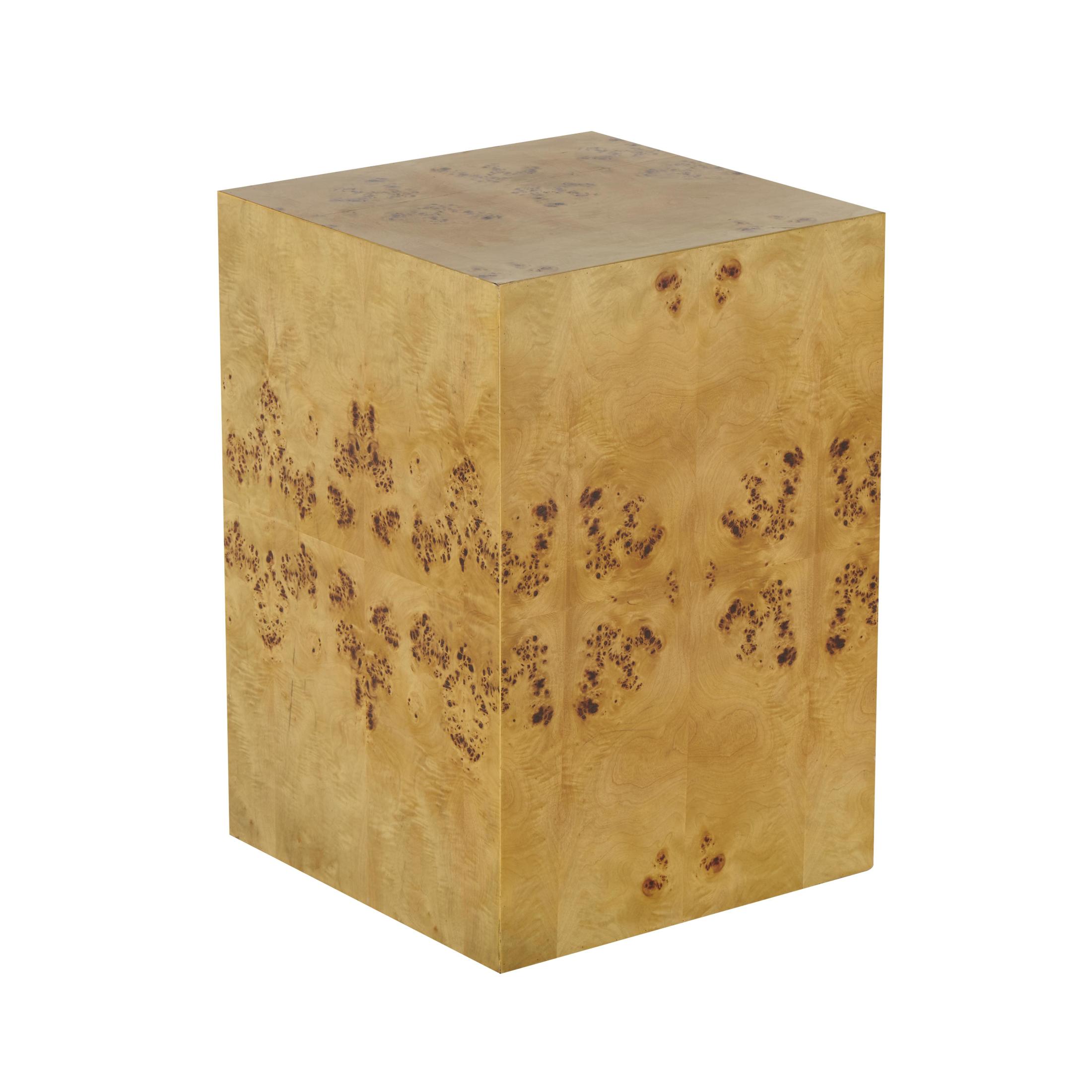 DecMode 16" x 23" Brown Wood Square Cube Accent Table with Wood Grain Patterns, 1-Piece