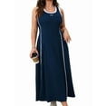 thumbnail image 3 of Women Summer Plus Size Swing Midi Dress Sleeveless Dark Blue XXXL, 3 of 9
