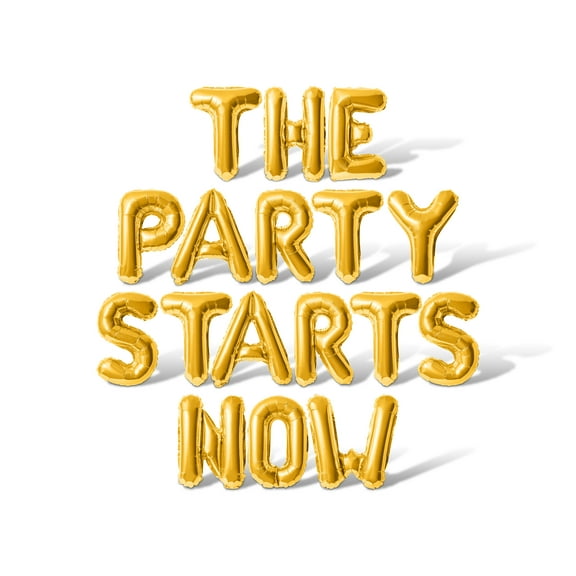 Letter Balloons - THE PARTY STARTS NOW 16" Inch Alphabet Letters Foil Mylar Balloon Retirement Party Banner (Gold)