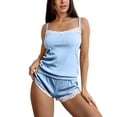 thumbnail image 2 of Pajama Sets for Women 2 Piece Ladies' Summer Lace Camisole Pajamas Shorts Two-Piece Set Casual Home Wear Blue Xl, 2 of 7