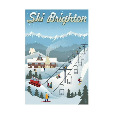 Brighton, Utah - Retro Ski Resort Print Wall Art By Lantern