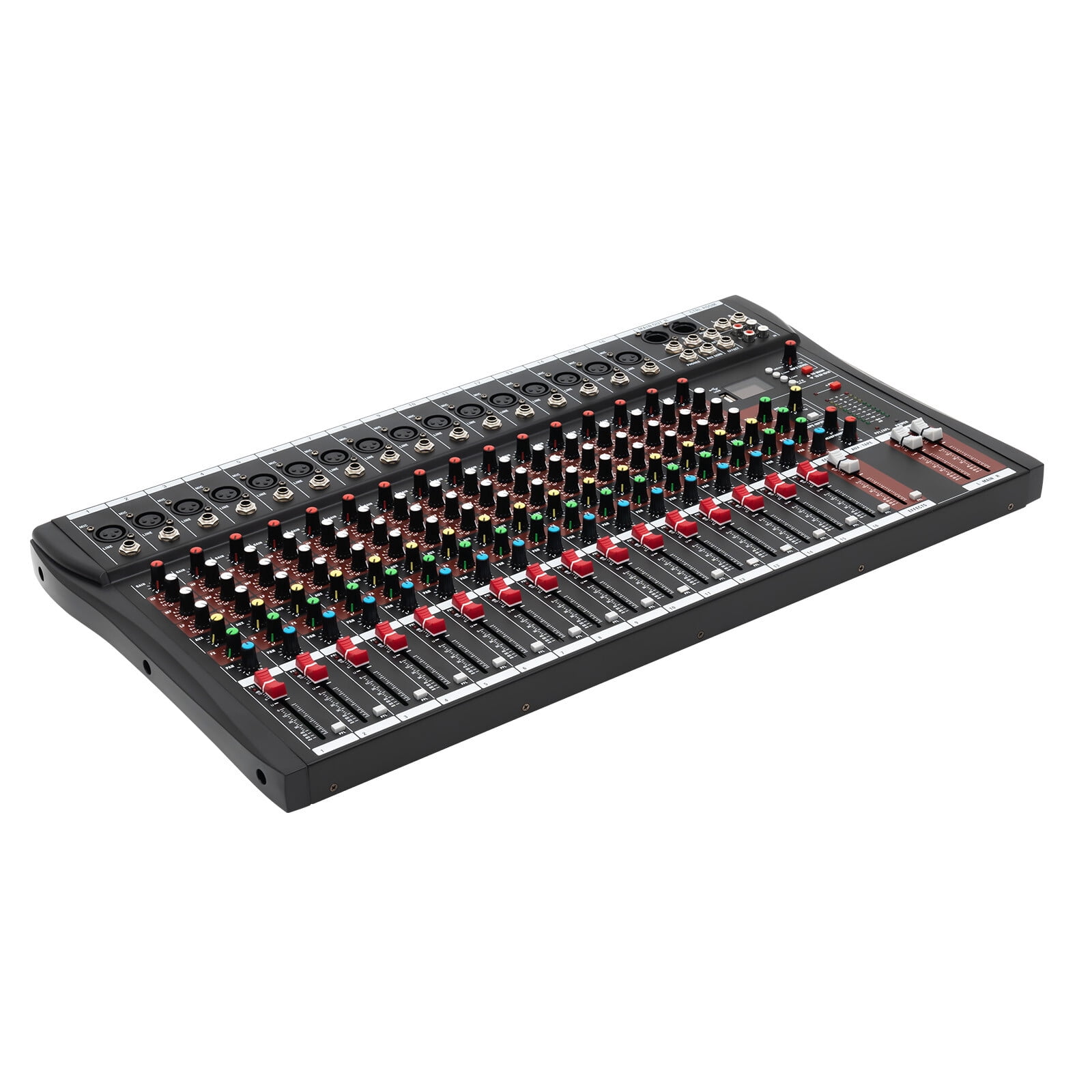Professional DJ Audio Mixer, NEW BAXS 16 Channel Bluetooth Controller Sound Mixer, USB Interface, 16 XLR Mic/Line, AUX, FX Processor MP3 Player w/48V Phantom For Karaoke Studio Streaming Recording