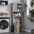 thumbnail image 3 of Bealife Over The Toilet Storage Cabinet with Open Shelf, Organizer with Adjustable Shelf and Double Doors,Over The Toilet Storage Shelf Free Standing (Grey), 3 of 18