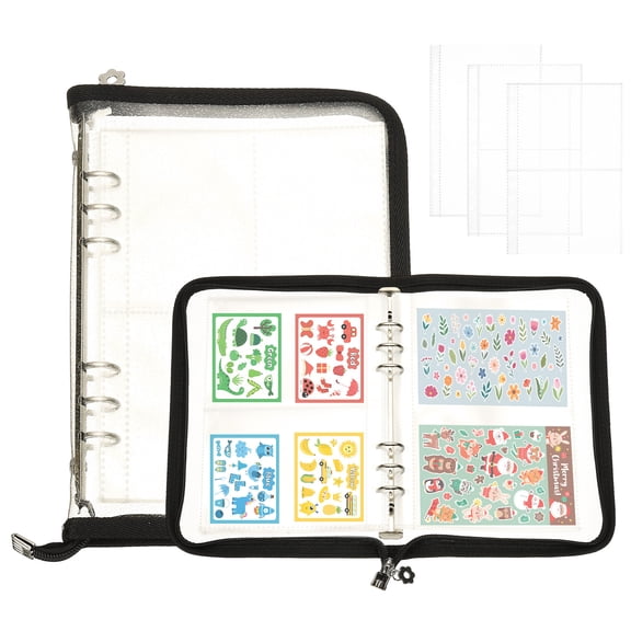 Uxcell Sticker Organizer Binder, Reusable A5 Album with 220 Pocket, Black