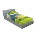thumbnail image 2 of Ambesonne Landscape Fitted Sheet & Pillow Sham Set, Summer Spring Rural, Twin, Blue Green, 2 of 2