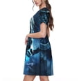 thumbnail image 2 of Easygdp Celestial Ram Night Sky para Vestido Transpirable de Mujer, Vestido Suelto de Manga Corta con Pliegues y Bolsillos para el Verano, 2 of 6