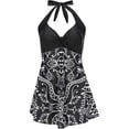 thumbnail image 5 of HDE Women Swim Dress Tummy Control One-Pieces Swimwear Black White 18, 5 of 7