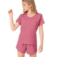 thumbnail image 5 of EnJoCho Girls 2 Piece Summer Outfits Girls Vacation Shirts for School Summer Camp Tween Short Sleeve Crew Neck T Shirt Elastic Waist Shorts Matching Set Pockets Athletic Sets, 5 of 8