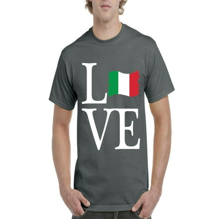 Mens Black Italian Four - Love Italy Men Shirts T-Shirt Tee