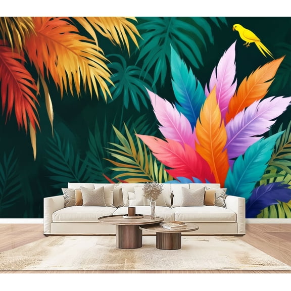 Wallpaper Tropical Plant Banana Leaf Banana Leaves Palm Fronds Peel and Stick Wall Murals 100"H x 144"W Removable PVC Wall Paper Self-Adhesive Wall Paintings Art Decor for Bedroom Living Room