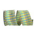thumbnail image 1 of Reliant Ribbon 92659W-977-40F 20.5 in. 10 Yards Plaid Dupioni Sally Wired Edge Ribbon, Blue & Gold, 1 of 1