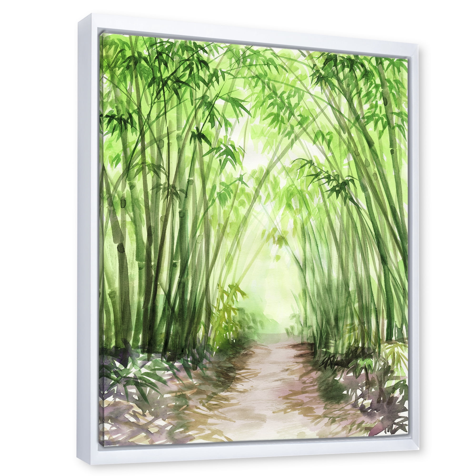 Designart 'Little Road Through Bamboo Forest' Traditional Framed Canvas Wall Art Print