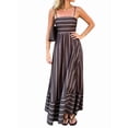 thumbnail image 3 of Women'S Spaghetti Strap All over Striped High Waist Flowy A-Line Maxi Casual Dress Navy Blue L, 3 of 9
