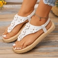 thumbnail image 5 of Miluxas Sandals Women Flat Shoes: Dressy Summer Bohemian Flats Shoes for Women Sandals Comfortable Ankle Strap Outdoor Walking White 9.5(43), 5 of 8