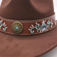 thumbnail image 2 of Slccxzc Ethnic Style Cowboy Hat Wide Brim Western Jazz Cap Chin Strap Sun Protection Outdoor Travel Hat Brown, 2 of 7