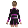 thumbnail image 2 of Tenues d'Uniforme de Cheerleading pour Filles Manches Longues avec Strass Robe Plissée Cosplay Noir&Rose Vif 6, 2 of 7
