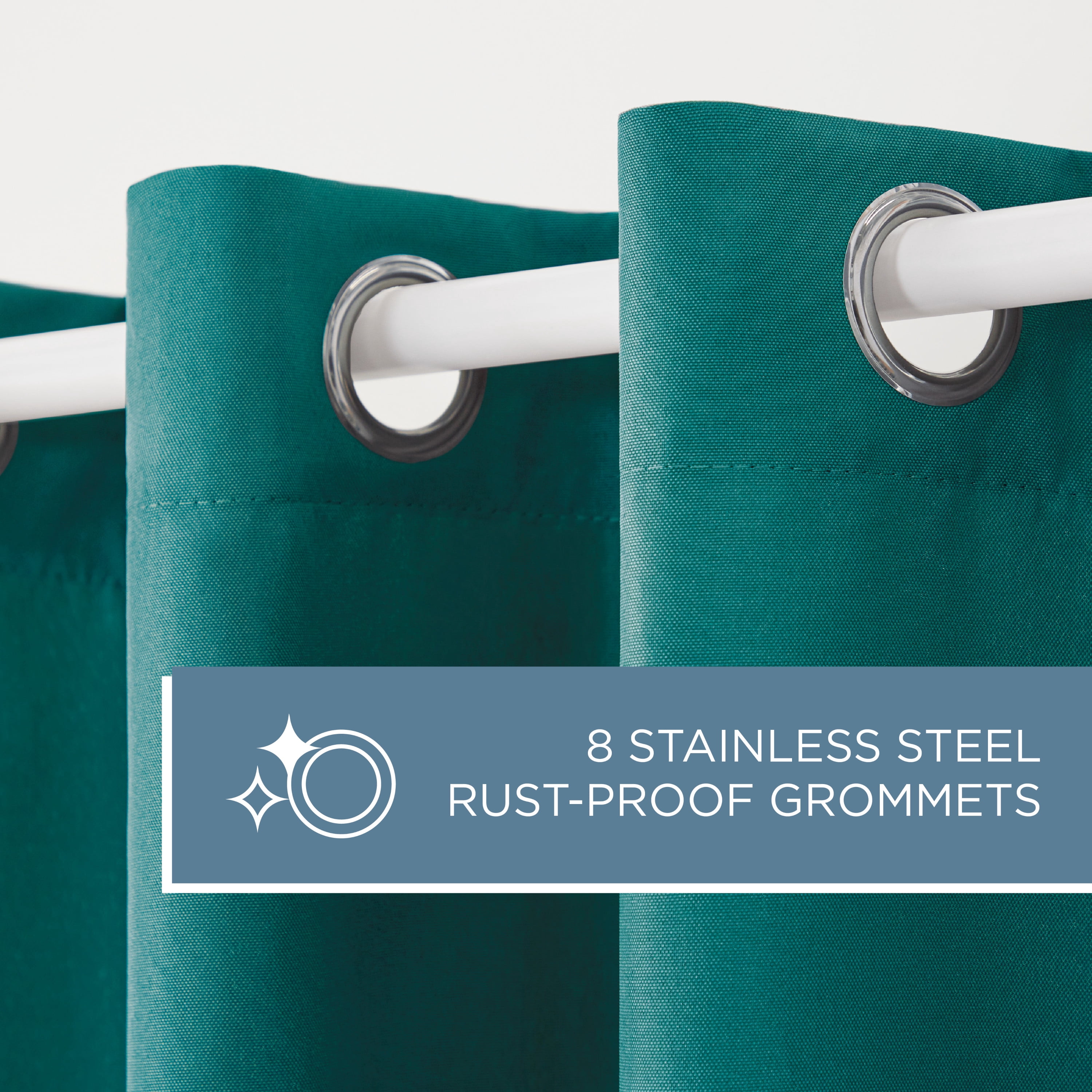 TOWN & COUNTRY BASICS Cabana Solid Heavyweight Indoor Outdoor Curtains, Light Filtering Opacity with Grommet Top, Water Repellent, 2-Pack Set, 54"x63", Dark Teal