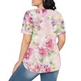 thumbnail image 6 of JTZGDY Tunic Tops for Women Dressy Casual Summer Floral Print Short Sleeve Crewneck Basic Ruched Pelated T-Shirts Loose Fit Cozy Ladies Blouse Multicolor#14 M, 6 of 7