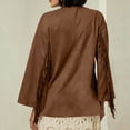 thumbnail image 4 of SHTXOZHI Vestes en Cuir à Franges pour Femmes, Manches Longues, Cardigans Ouverts à l'Avant, Manteaux à Pampilles Mode d'Automne, 4 of 5