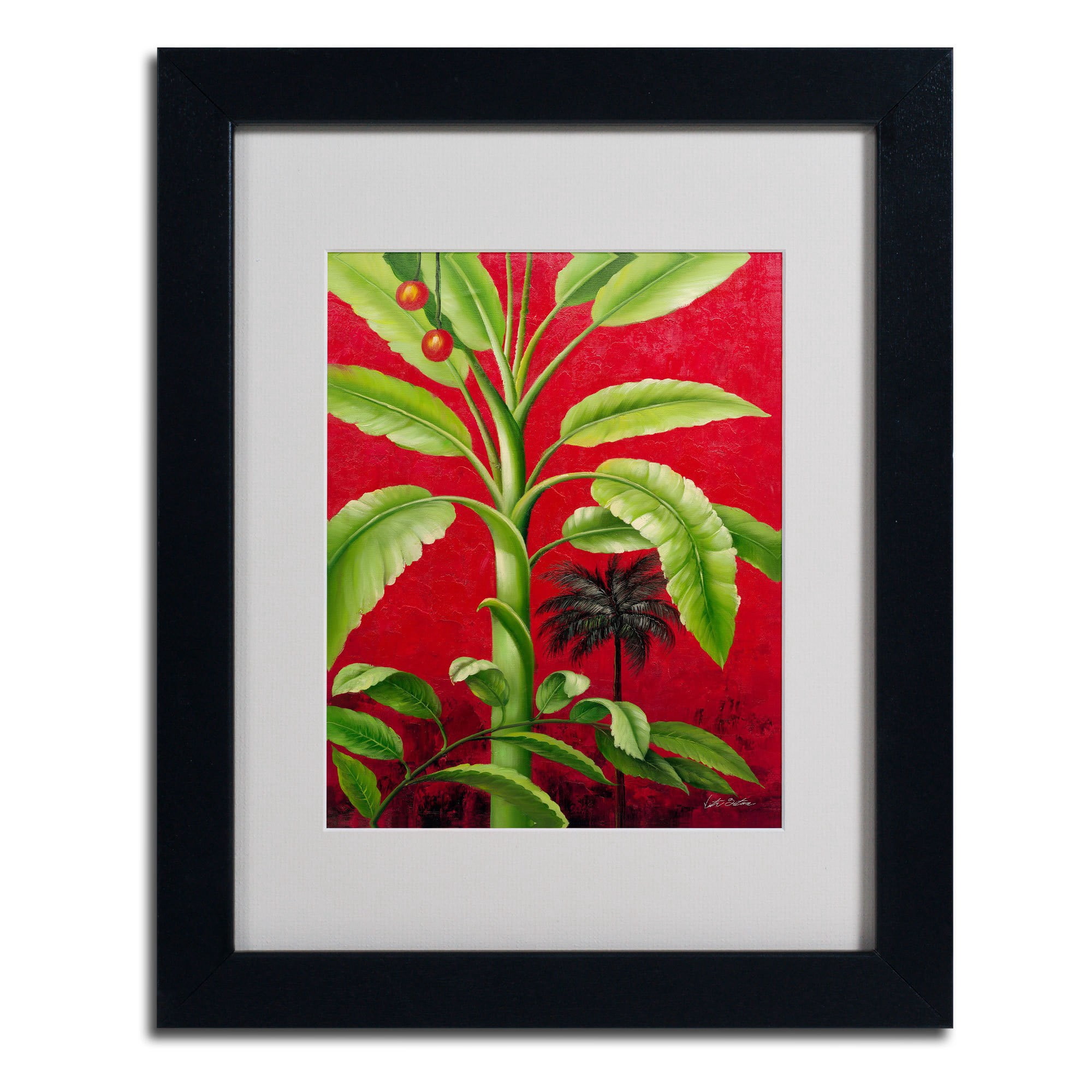 Trademark Fine Art "Tropical Palm II" Canvas Art by Victor Giton, Black Frame