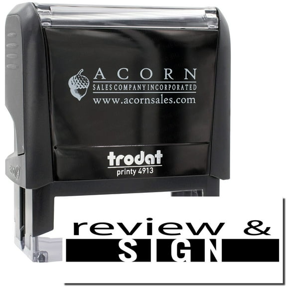 Large Self-Inking Review and Sign Stamp, Trodat Printy 4913, Press and Print Stamping, Impression Size 7/8" x 2-1/4", Up to 10,000 Impressions - Black Ink