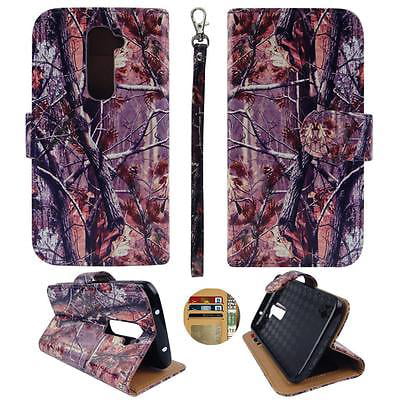 Wallet Pinetree Camo For LG G2 VS980 Verizon Syn Leather Folio Dual Layer Interior Design Flip PU Leather case Cover Card Cash Slots & Stand 