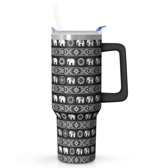 40oz Halloween Tumbler with Straw and Lid Bat Skeleton Travel Coffee Tumbler Cup with Handle for Trick or Treat Gifts