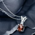 thumbnail image 2 of Gem Stone King 1.58 Ct Oval Checkerboard Red Garnet 925 Sterling Silver Pendant, 2 of 4
