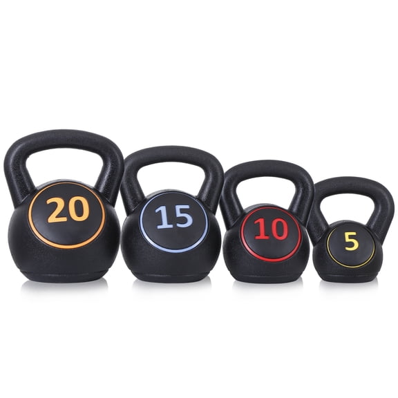 Hyxoo 4-Piece Kettlebell Set Fitness Exercise Training Set 5lb,10lb,15lb and 20lb Gym