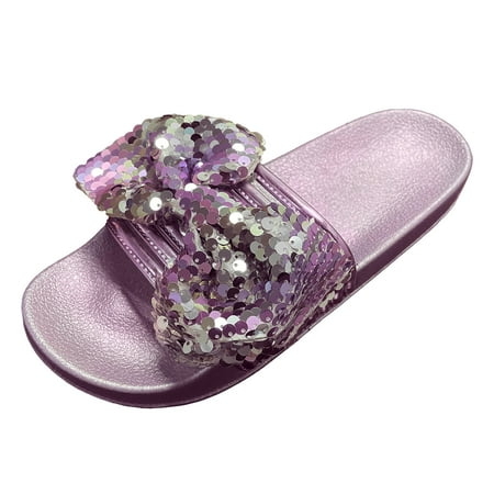 

nsendm Female Shoes Adult Sheep Slippers for Women Fashion Shiny Flat Slippers Flashing Diamond Bow Knot Sandals Hedgehog Slippers for Women Hot Pink 6.5