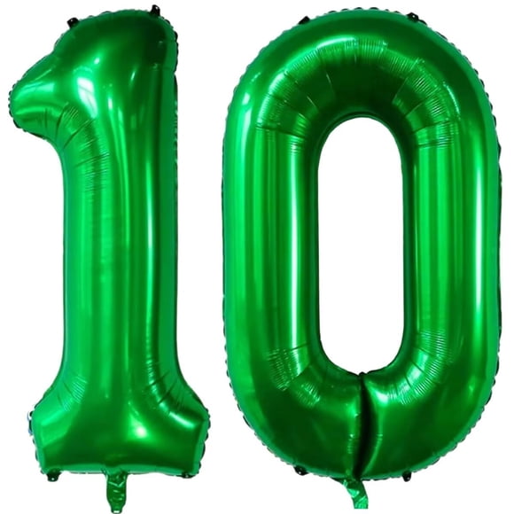 Lámina con forma de globo LVMOQIQIU, 40 cm, color verde oscuro, número 10 (2 unidades)