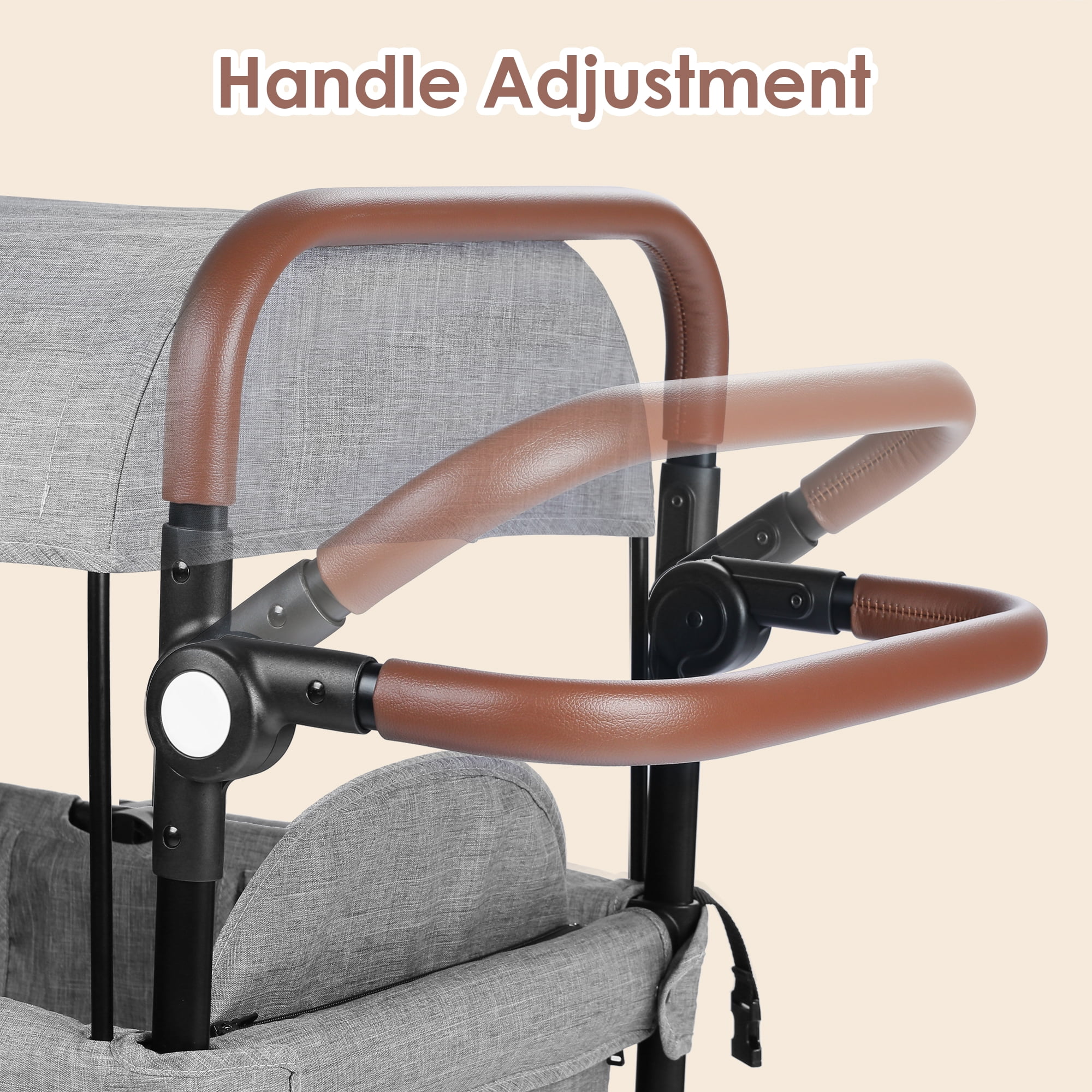 AILEEKISS Collapsible Wagon Stroller for 2 Toddlers with Adjustable Canopy, 44 Pounds, Grey