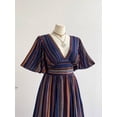 thumbnail image 6 of Bohemian Retro Striped V-Neck Tie Waist Maxi Dress for Women - Elegant Holiday Casual Summer Dress, 6 of 6