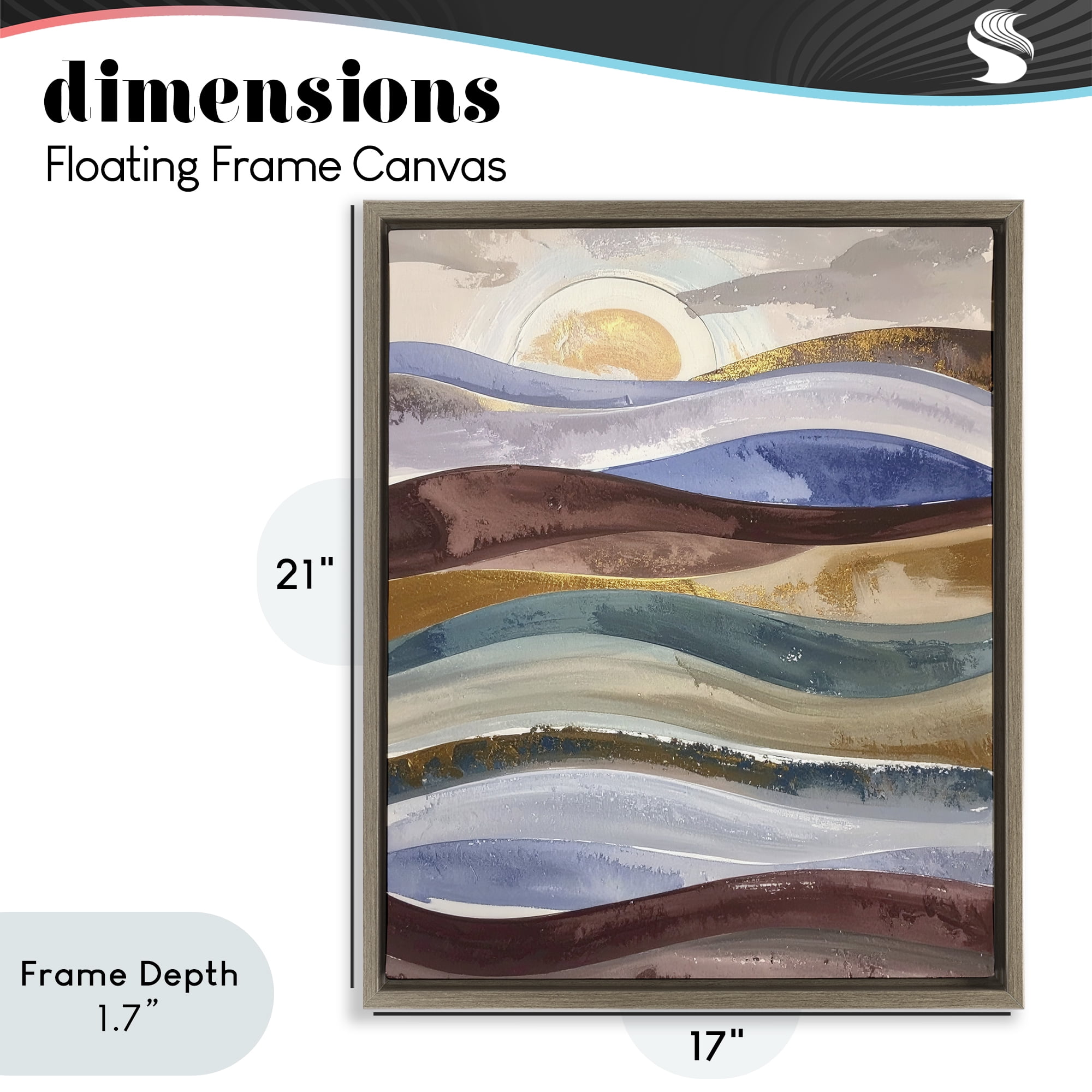 Stupell Industries Layered Ocean Flow Brown Framed Floater Canvas Wall Art, design by Alonza Saunders