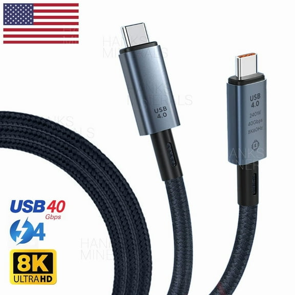 Thunderbolt 4 3 USB 4 USB-C 8K Cable 40Gbps Charger Data PD 240W UHD Video