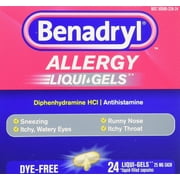Benadryl Allergy Liqui-Gels Dye-Free, 24 Liqui-Gels (Pack of 4)