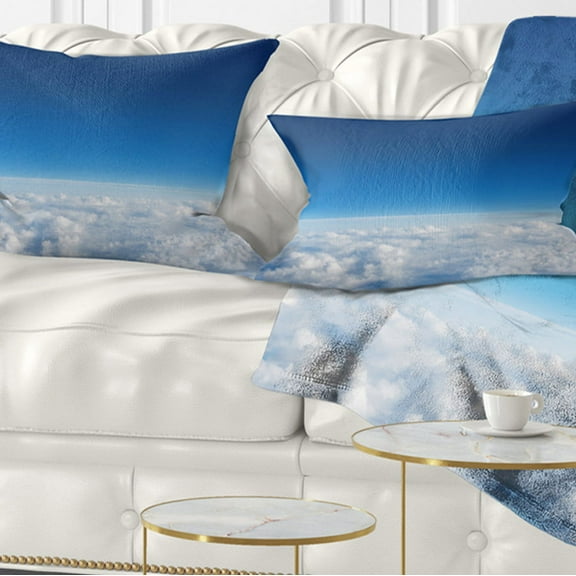 Designart 12" x 20" Blue Polyester Throw Pillow