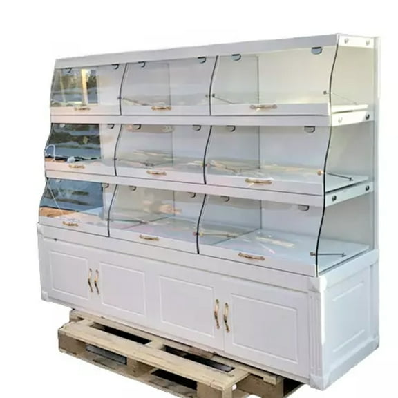 80 in. Bakery Showcase Donuts Pastry Display Case Shelf Curve Glass Cabinet, Bakery Display Showcase