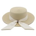thumbnail image 1 of Sombrero de paja con forma de serpentina para mujer, de circunferencia de 56 a 58 cm, sombrero de copa plana para verano, protector solar, para vacaciones en la playa, sombrero para el sol, 1 of 5