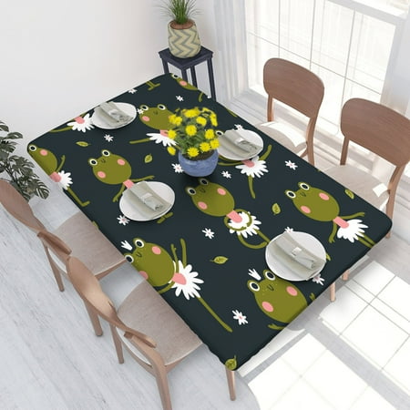 

Elastic Edge Fitted Tablecloth Cute Ballerina Frogs for Rectangle Table 4 FT 30 X 48 Inch