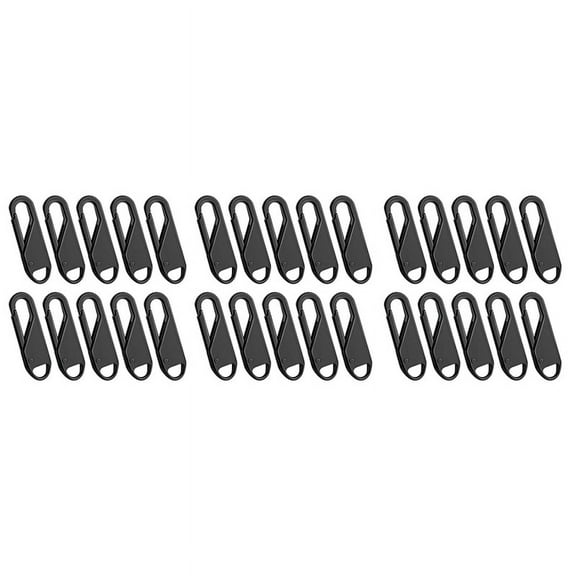 30 Pcs Zipper Pull Replacement Zipper Repair Kit Zipper Slider Pull Tab Universal Zipper Fixer Metal Zipper (Black)