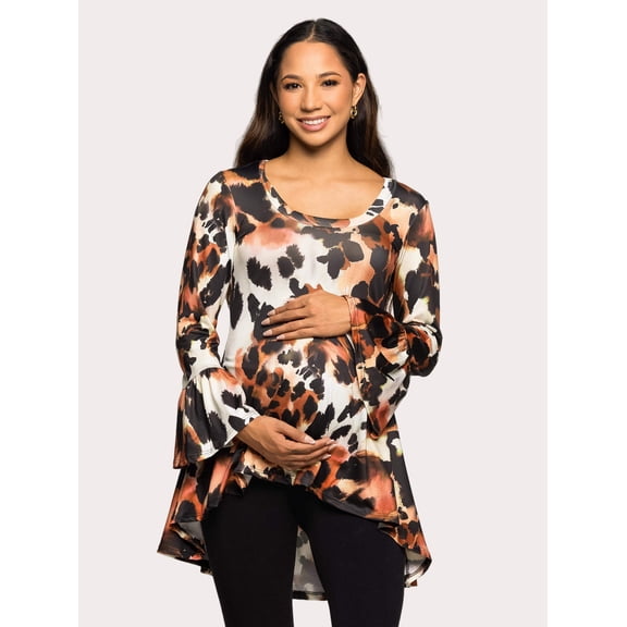 Maternity Animal Bell Sleeve High Low Top