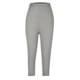 thumbnail image 3 of vigerkar Capri Leggings for Women Lace Trim Yoga Pants High Waisted Tummy Control Cropped Leggings Workout Compression Pant Grey, M, 3 of 6