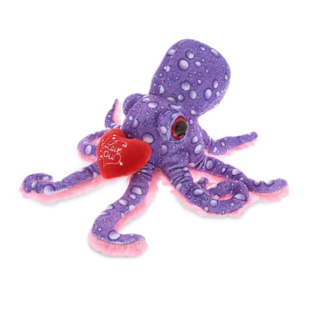 Dollibu I Love You Heart Wild Collection Plush Purple Octopus - 12 inches