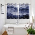 thumbnail image 3 of Navy Blue Ombre Mountain Kitchen Curtains Short 54 Inch Length, Nature Abstract Art Marble Grommet Top Bedroom Living Room Curtains, Light Filtering Cafe Curtain Drapes 2 Panels Set 84''x54'', 3 of 9