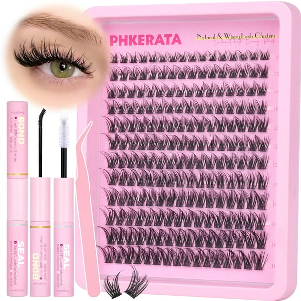 Kit de extensión de pestañas PHKERATA Wispy Lash Clusters 192 piezas