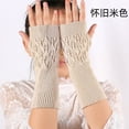 thumbnail image 2 of GDREDA Elegant Fingerless Gloves Featuring Delicate Leaf Cutout Design for Fashionable Winter Hand Wear and Comfortable Cold Weather Beige,One Size, 2 of 3